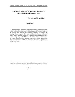A Critical Analysis of Thomas Aquinas`s Doctrine of the Image of God