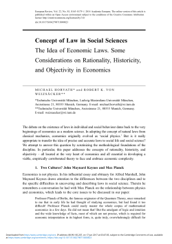 Concept of Law in Social Sciences The Idea of Economic Laws