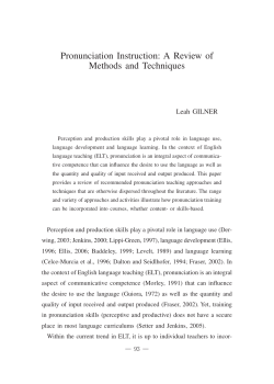 Pronunciation Instruction: A Review of Methods and Techniques