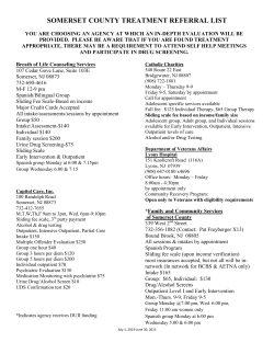 SOMERSET COUNTY TREATMENT REFERRAL LIST