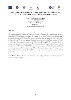 CHINA IN THE UN SECURITY COUNCIL: THE DYNAMICS OF