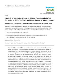 Analysis of Naturally Occurring Steroid Hormones in Infant Formulas