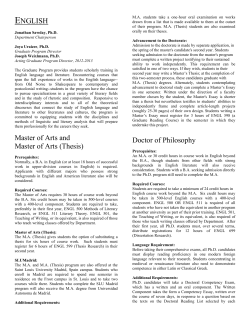 ENGLISH Master of Arts and Master of Arts