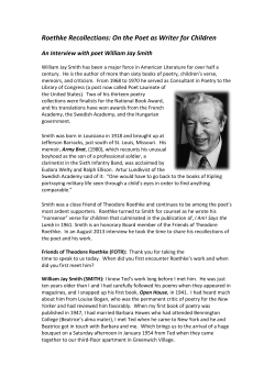 Roethke Recollections: On the Poet as Writer for Children