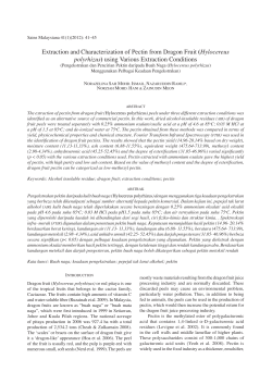 Extraction and Characterization of Pectin from Dragon Fruit