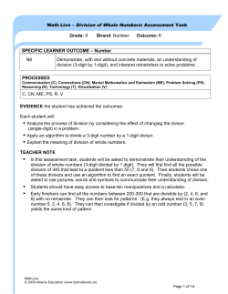 Division of Whole Numbers - Assessment