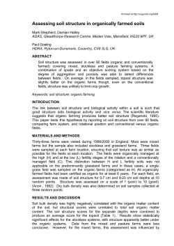 Assessing soil structure in organically farmed soils