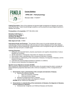 HPRS 2301 - Pathophysiology