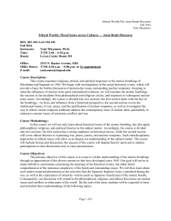 Ethical Worlds:Moral Issues Across Cultures / The Atom Bomb