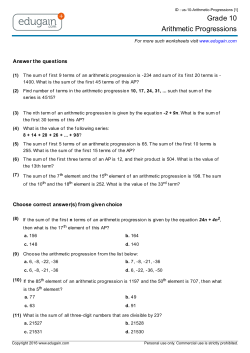 Grade 10 Arithmetic Progressions