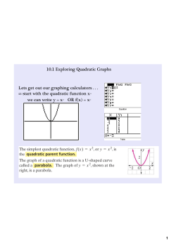 10.1 Exploring Quadratic Graphs Lets get out our graphing