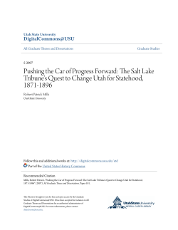 Pushing the Car of Progress Forward: The Salt Lake Tribune`s Quest