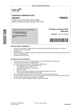 Unit F962 - European and world history period study - Option A