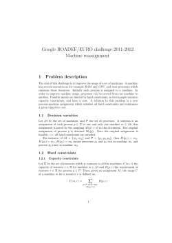Google ROADEF/EURO challenge 2011