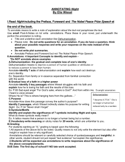 ANNOTATING Night By Elie Wiesel I.Read Night