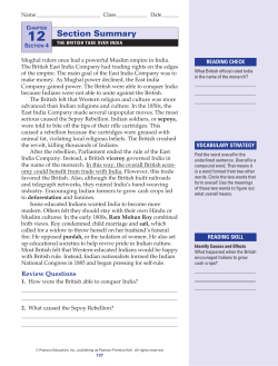 Section Summary Ch.12.4: The British Take Over India