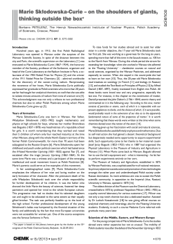 Marie Skłodowska-Curie &ndash; on the shoulders of giants, thinking