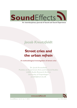 Jacob Kreutzfeldt Street cries and the urban refrain