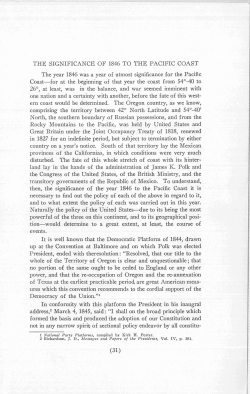 THE SIGNIFICANCE OF 1846 TO THE PACIFIC COAST The year