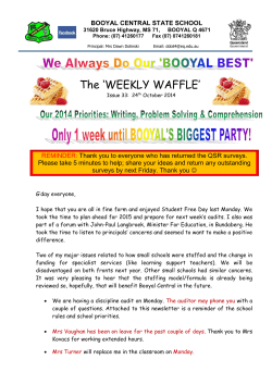 The `WEEKLY WAFFLE` - Booyal Central State School