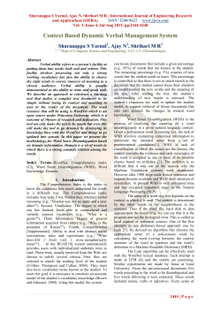 Context Based Dynamic Verbal Management