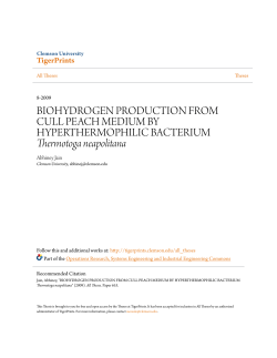 BIOHYDROGEN PRODUCTION FROM CULL PEACH
