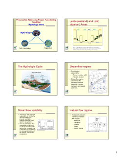 (riparian) Areas The Hydrologic Cycle Streamflow regime