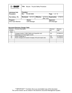 Title: Bicycle - Tricycle Safety Procedure Individual Unit Function