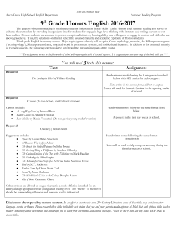 9th Grade - Honors - Avon Grove School District