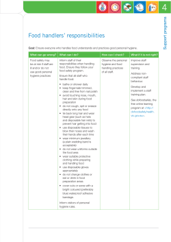 Food handlers` responsibilities