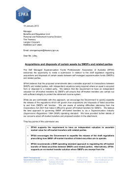 Submission to Acquisitions and disposals of