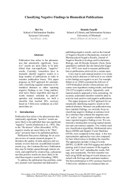 Proceedings of the 2014 Workshop on Biomedical Natural