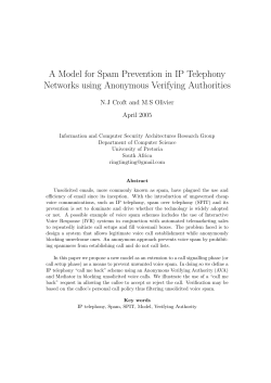 A Model For Spam Prevention In IP Telephony Networks Using