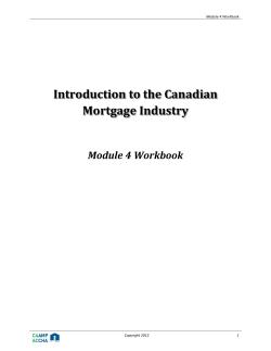 Introduction to the Canadian Mortgage Industry