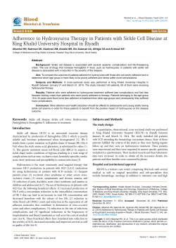 Adherence to Hydroxyurea Therapy in Patients with Sickle Cell