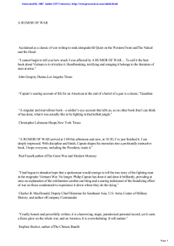 A RUMOR OF WAR Acclaimed as a classic of war writing to rank