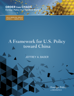 A Framework for US Policy toward China