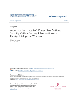 Aspects of the Executive`s Power Over National Security Matters