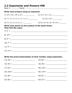 2.3 Exponents and Powers HW