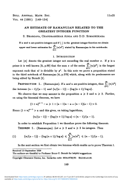 An estimate of Ramanujan related to the greatest integer function