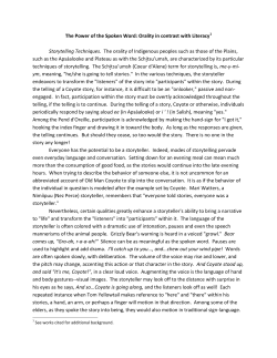 The Power of the Spoken Word: Orality in contrast with Literacy1