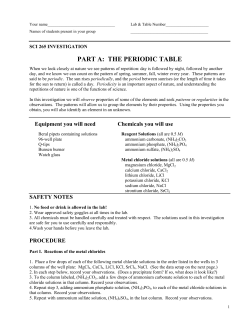 PART A: THE PERIODIC TABLE