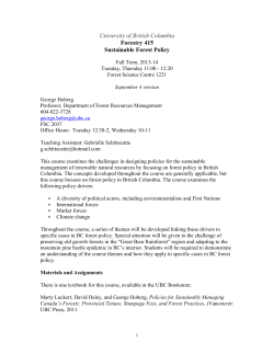 Sustainable Forest Policy - University of British Columbia