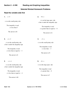 Section 2 &ndash; 6 HW: Reading and Graphing Inequalities Selected