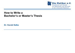 How to write a Bachelor`s or Master`s thesis