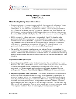Resting Energy Expenditure PROTOCOL