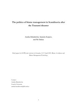 The politics of blame management in Scandinavia after the Tsunami
