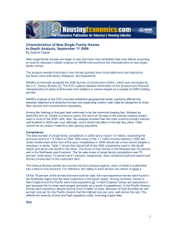1 Characteristics of New Single Family Homes In