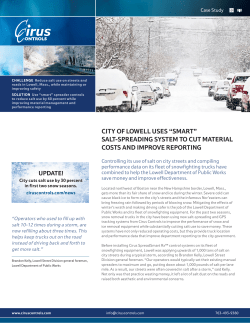CITY OF LOWELL USES &ldquo;SMART&rdquo; SALT