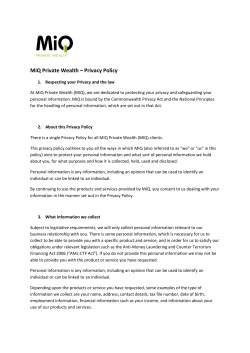 MiQ Private Wealth &ndash; Privacy Policy